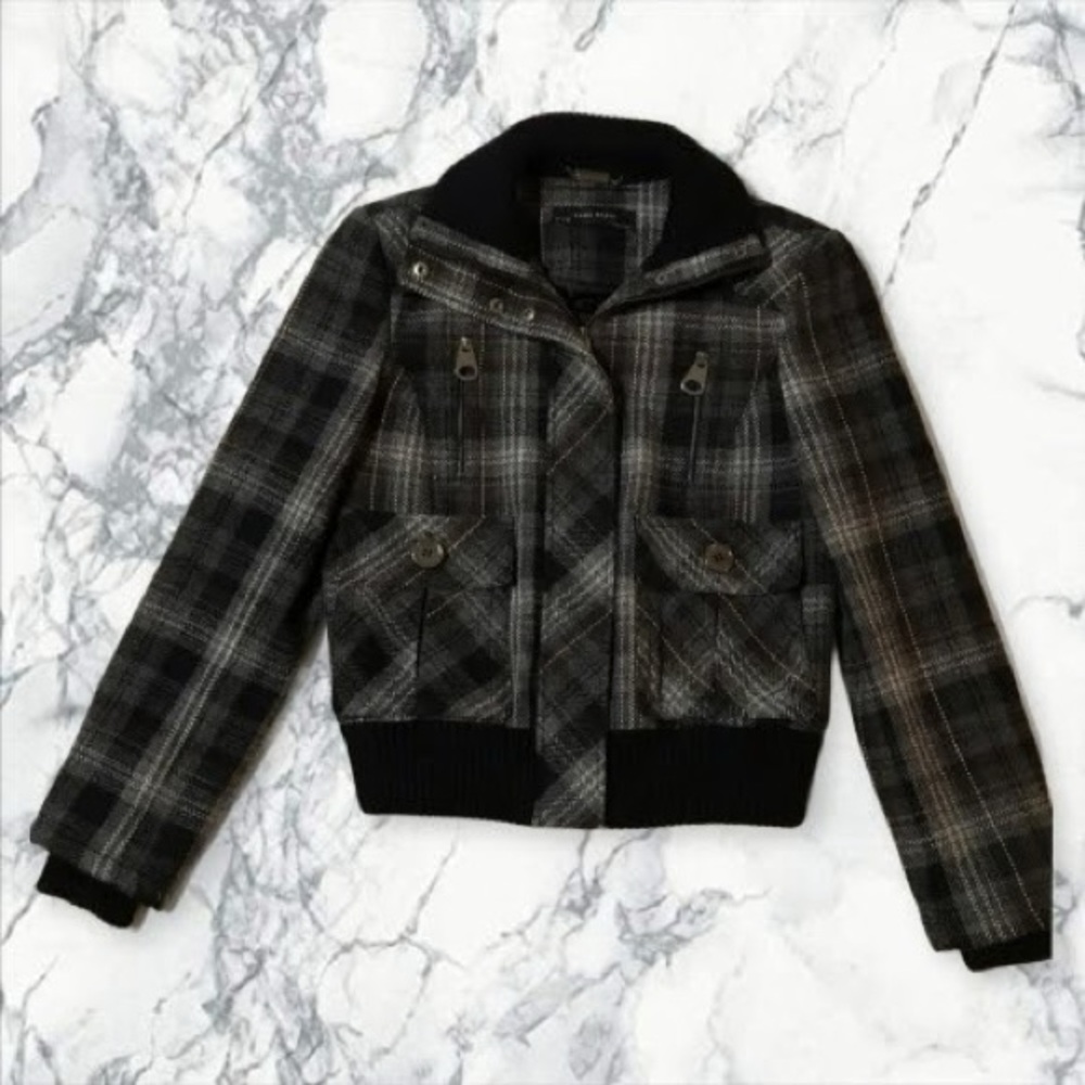 Women’s Black Plaid Bomber Jacket